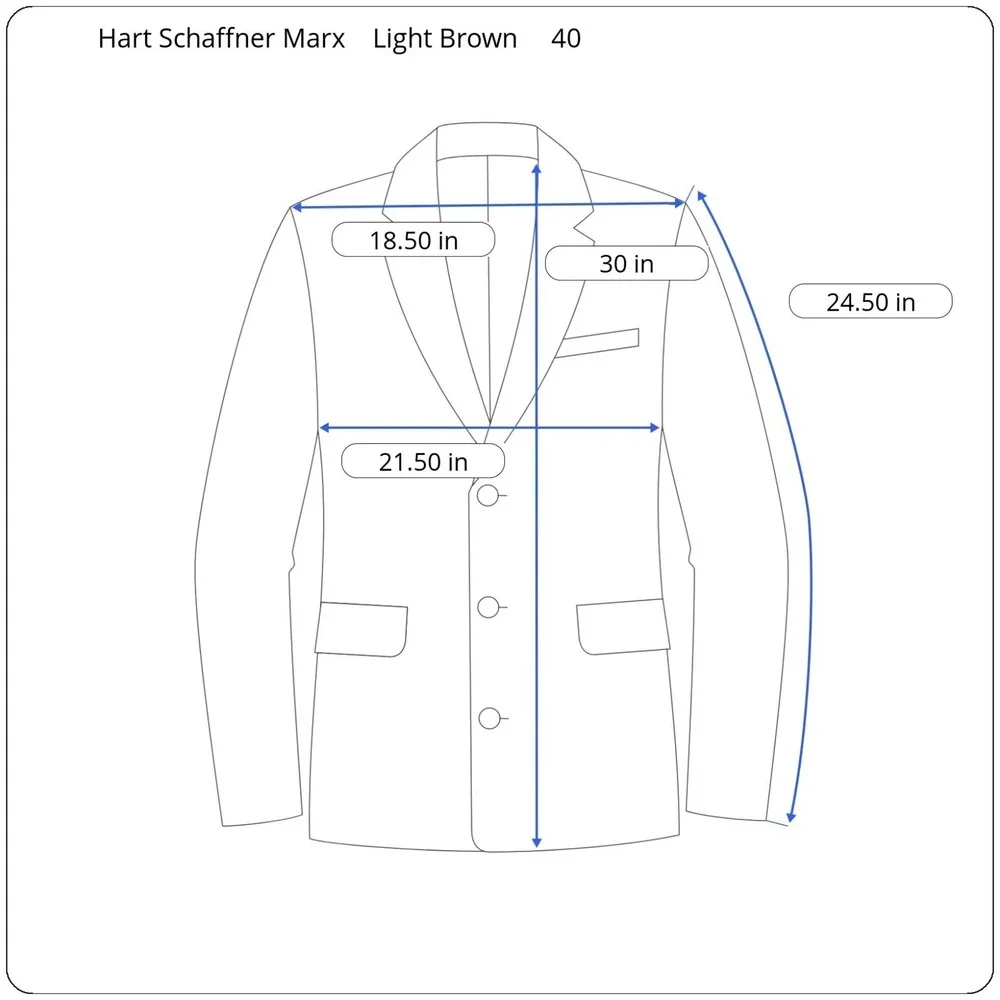 Hart Schaffner‎ Marx Wool Linen Men's 40R Light Brown Woven Plaid Vented Blazer
